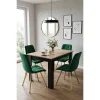 Set 4 scaune bucatarie/living, Artool, Cieza, catifea verde, picioare metal auriu, 49x60x87 cm