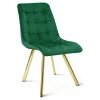 Set 4 scaune bucatarie/living, Artool, Cieza, catifea verde, picioare metal auriu, 49x60x87 cm