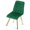 Set 4 scaune bucatarie/living, Artool, Cieza, catifea verde, picioare metal auriu, 49x60x87 cm