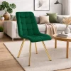 Set 4 scaune bucatarie/living, Artool, Cieza, catifea verde, picioare metal auriu, 49x60x87 cm