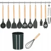 Set ustensile bucatarie, silicon si bambus, grafit, 12 piese, Springos