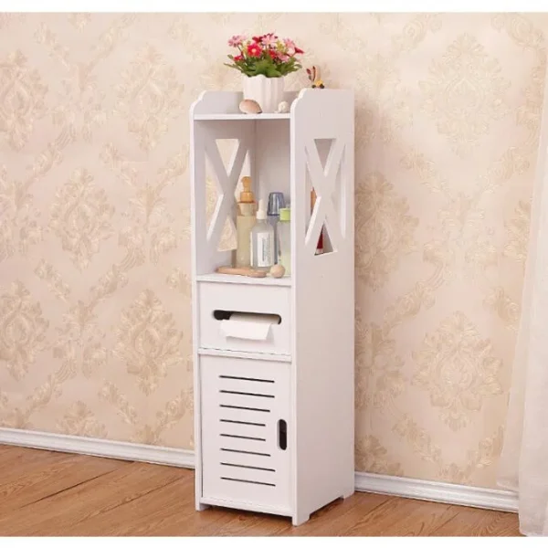 Dulap baie, Mufart, 2 rafturi, 1 sertar, 1 usa, alb, 25x21.5x80 cm