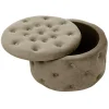 Taburet, rotund, cu spatiu depozitare, catifea, bej, max 80 kg, 55x30 cm, Alia, Akord