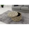 Taburet, rotund, cu spatiu depozitare, catifea, bej, max 80 kg, 55x30 cm, Alia, Akord