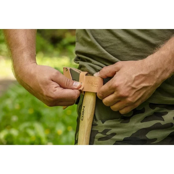Topor, coada lemn, cu teaca din piele, model Survival, 400 g, NEO