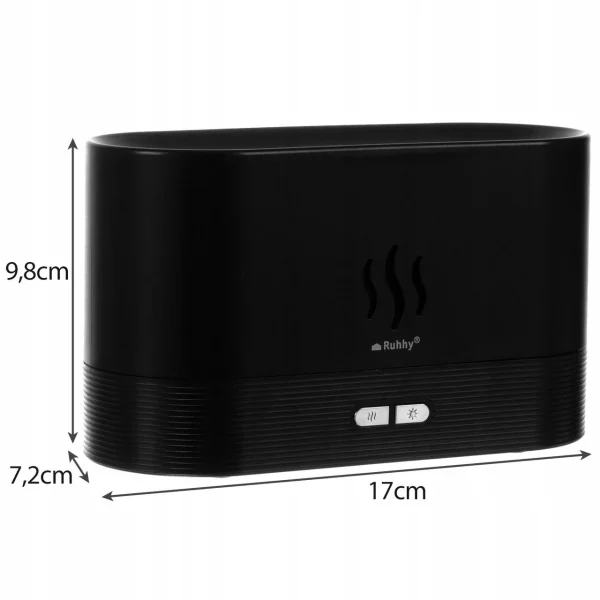 Umidificator cu difuzor de aroma, Ruhhy, 3 in 1, LED cu efect flacara, 6.5 W, 180 ml, 17x9.8x7.2 cm