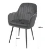 Scaun stil fotoliu bucatarie/living, Artool, Lugo, catifea argintie, picioare metal negru, 57.5x56.5x86.5 cm