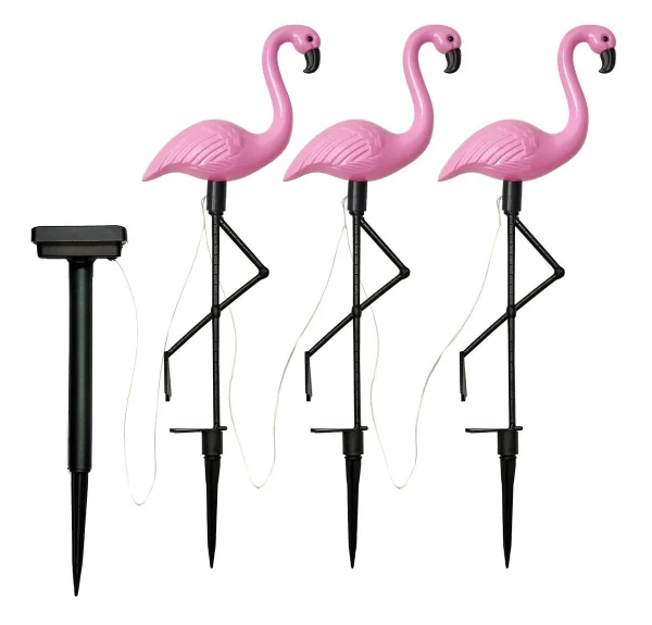 Set 3 x Lampa Solara estetica exterioara de gradina model "Flamingo"