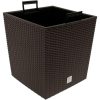 Set 2 ghivece de flori, Rato Low, imitatie ratan, patrate, 32x32x32.5 cm, maro, Prosperplast