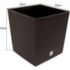 Set 2 ghivece de flori, Rato Low, imitatie ratan, patrate, 32x32x32.5 cm, maro, Prosperplast