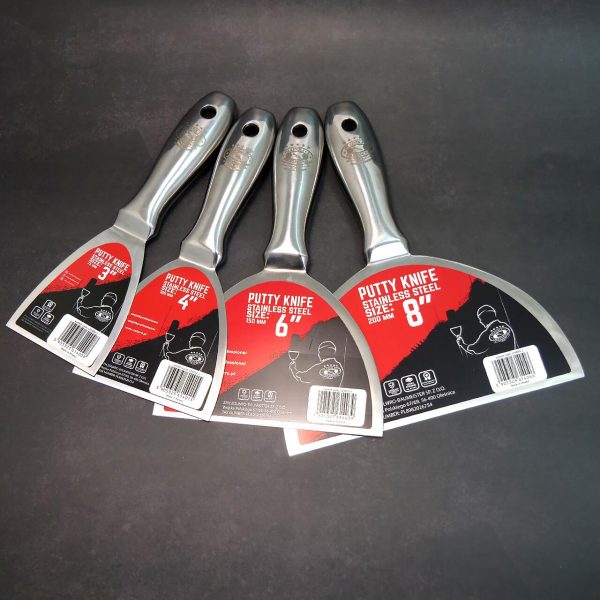Set 4 spacluri inox, monobloc, maner metalic, 75-100-150-200 mm, Olejnik