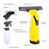 Aspirator de geamuri si oglinzi, electric, stergator fara fir cu acumulator 200 mAh, 280 ml, laveta microfibra