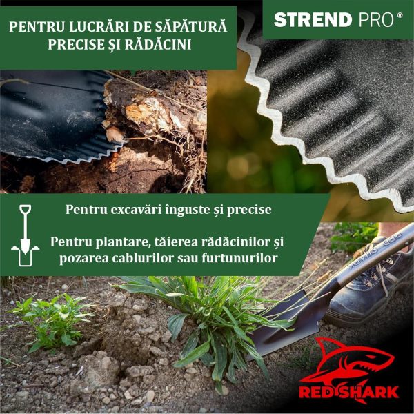 Harlet, cazma, ingust, cu varf zimtat, coada fibra de sticla, 40x14x126 cm, Strend Pro Premium RedShark