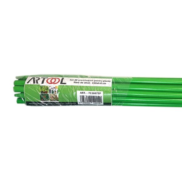 Set 20 suporti/araci pentru plante, legume, fibra de sticla, 150×0.8 cm, Artool