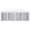 Pavilion/foisor pentru gradina/terasa, cadru metalic, cu plasa pentru insecte, alb si negru, 5.85×2.95×2.70 m