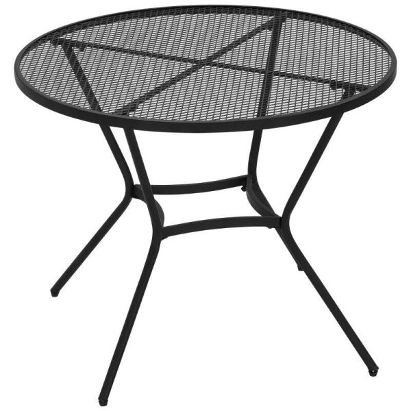 Masa gradina/terasa/balcon pentru exterior, rotunda, metalica, negru, 91×71.5 cm