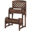 Jardiniera decorativa cu suport pentru plante cataratoare, lemn, 2 nivele, tip butoi, 49x42x80 cm