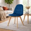 Scaun bucatarie/living, Artool, Bora, catifea albastra, picioare lemn natur, 44.5x54x81.5 cm