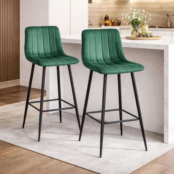 Scaun de bucatarie/bar, Artool, Pozza, catifea verde, picioare metal negru, 43x35x104 cm