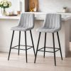 Scaun de bucatarie/bar, Artool, Pozza, catifea argintie, picioare metal negru, 43x35x104 cm