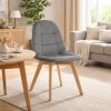 Scaun bucatarie/living, Artool, Bora, catifea gri inchis, picioare lemn natur, 44.5x54x81.5 cm