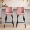 Scaun de bucatarie/bar, Artool, Pozza, catifea roz, picioare metal negru, 43x35x104 cm