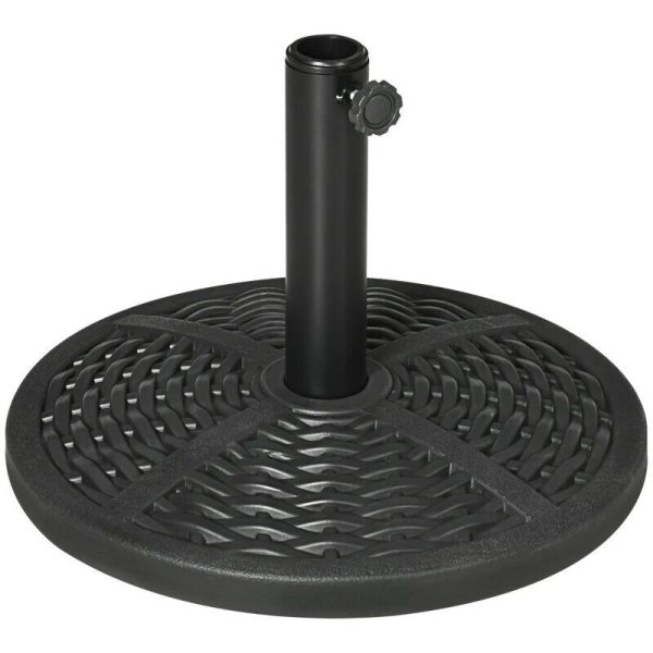 Suport pentru umbrela 38-48 mm, rotund, HDPE, imitatie ratan, negru, 45×33 cm