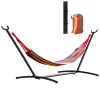 Hamac bumbac cu suport otel, husa, multicolor, dungi, 200×150 cm