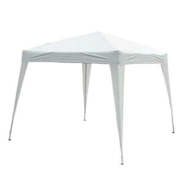 Pavilion pentru gradina/terasa, cadru metalic, material Oxford, pliabil, cu geanta, alb, 3x3x2.4 m