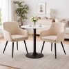 Scaun stil fotoliu bucatarie/living, Artool, Lugo, catifea bej, picioare metal negru, 57.5×56.5×86.5 cm