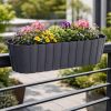 Set 4 jardiniere decorative cu suport de plastic, antracit, 4.9 L, 38.3×21.2×13 cm, Boardee Hook