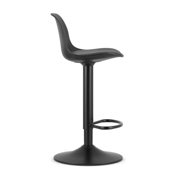 Set 2 scaune de bucatarie/bar, Artool, Hoga, rotativ, PP negru, picior metal negru, 38x40x81-102 cm