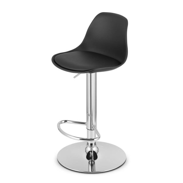 Set 2 scaune de bucatarie/bar, Artool, Hoga, rotativ, PP negru, picior metal argintiu, 38x40x81-102 cm