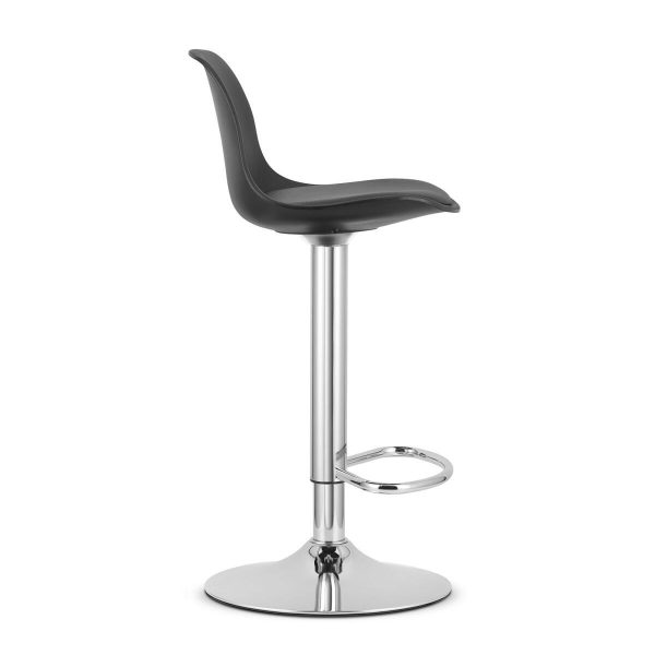 Set 2 scaune de bucatarie/bar, Artool, Hoga, rotativ, PP negru, picior metal argintiu, 38x40x81-102 cm
