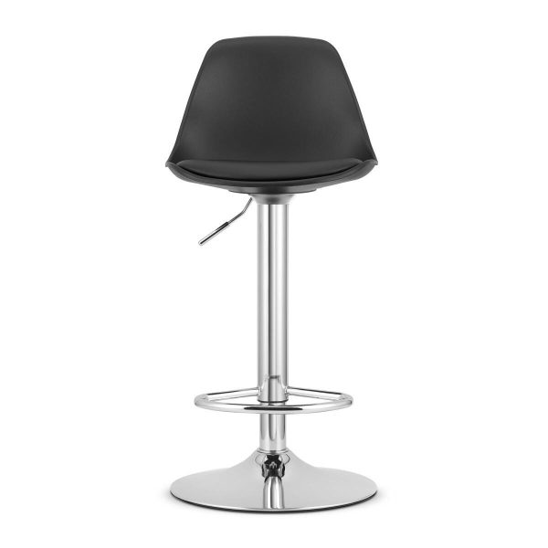Set 2 scaune de bucatarie/bar, Artool, Hoga, rotativ, PP negru, picior metal argintiu, 38x40x81-102 cm