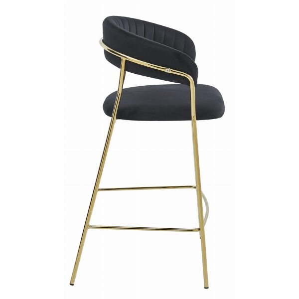Scaun de bucatarie/bar, Artool, Badia, catifea neagra, picioare metal auriu, 46x45x94 cm