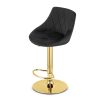 Set 2 scaune de bucatarie/bar, Artool, Kast, rotativ, catifea neagra, picior metal auriu, 45.5x49x85-105 cm