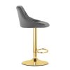 Set 2 scaune de bucatarie/bar, Artool, Kast, rotativ, catifea gri, picior metal auriu, 45.5x49x85-105 cm