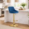 Set 2 scaune de bucatarie/bar, Artool, Kast, rotativ, catifea bleumarin, picior metal auriu, 45.5x49x85-105 cm