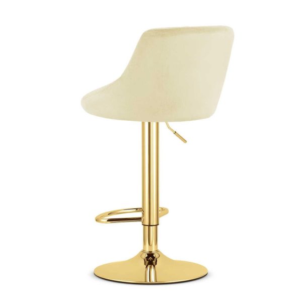 Set 2 scaune de bucatarie/bar, Artool, Kast, rotativ, catifea bej, picior metal auriu, 45.5x49x85-105 cm