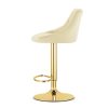 Set 2 scaune de bucatarie/bar, Artool, Kast, rotativ, catifea bej, picior metal auriu, 45.5x49x85-105 cm