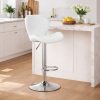 Set 2 scaune de bucatarie/bar, Artool, West, rotativ, piele ecologica alba, picior metal argintiu, 46×48.5×90-111 cm