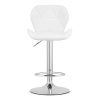 Set 2 scaune de bucatarie/bar, Artool, West, rotativ, piele ecologica alba, picior metal argintiu, 46×48.5×90-111 cm