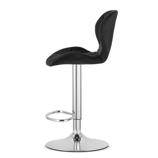 Set 2 scaune de bucatarie/bar, Artool, West, rotativ, catifea neagra, picior metal argintiu, 46×48.5×90-111 cm