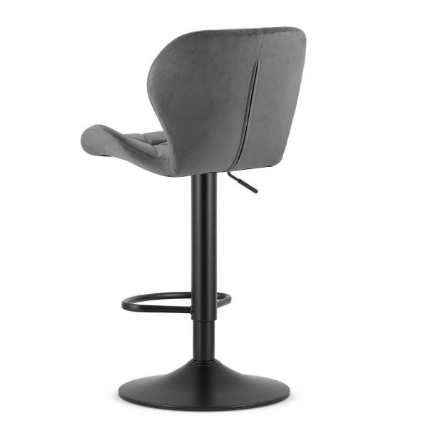 Set 2 scaune de bucatarie/bar, Artool, West, rotativ, catifea gri, picior metal negru, 46x48.5x90-111 cm