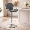 Set 2 scaune de bucatarie/bar, Artool, West, rotativ, catifea gri, picior metal argintiu, 46x48.5x90-111 cm