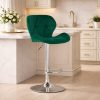 Set 2 scaune de bucatarie/bar, Artool, West, rotativ, catifea verde, picior metal argintiu, 46×48.5×90-111 cm