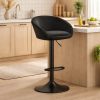 Set 2 scaune de bucatarie/bar, Artool, East, rotativ, catifea neagra, picior metal negru, 53x46x81-103 cm