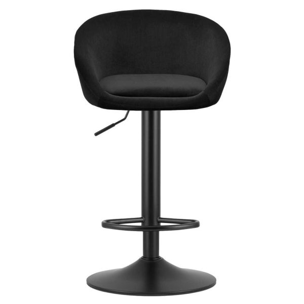 Set 2 scaune de bucatarie/bar, Artool, East, rotativ, catifea neagra, picior metal negru, 53x46x81-103 cm