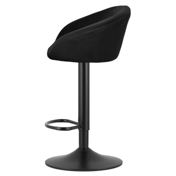 Set 2 scaune de bucatarie/bar, Artool, East, rotativ, catifea neagra, picior metal negru, 53x46x81-103 cm